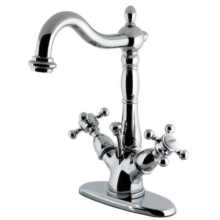 Kingston Brass Vintage 2-Handle Bathroom Faucet W/Brass Pop-Up & Cover Plate, Chrome KS1431BX